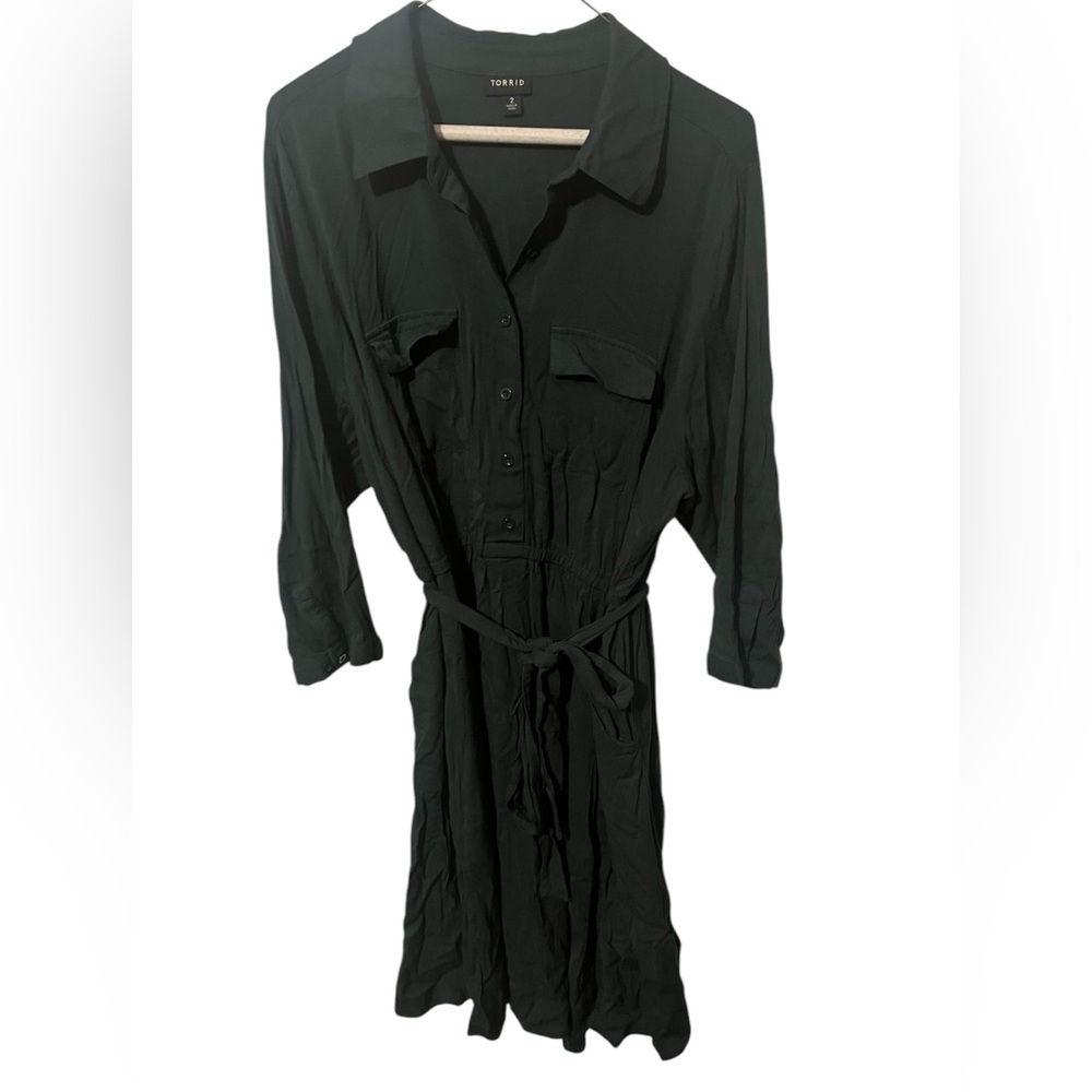 Torrid Army Green swing dress with 1/2 sleeves & 2 pockets size 2
